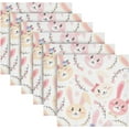 thumbnail image 1 of Coolnut Set of 6 Cute Bunnies with Flowers Napkins Cloth Napkins 20"x20", Washable Polyester Dinner Napkins for Parties, Wedding, Restaurant, 1 of 6