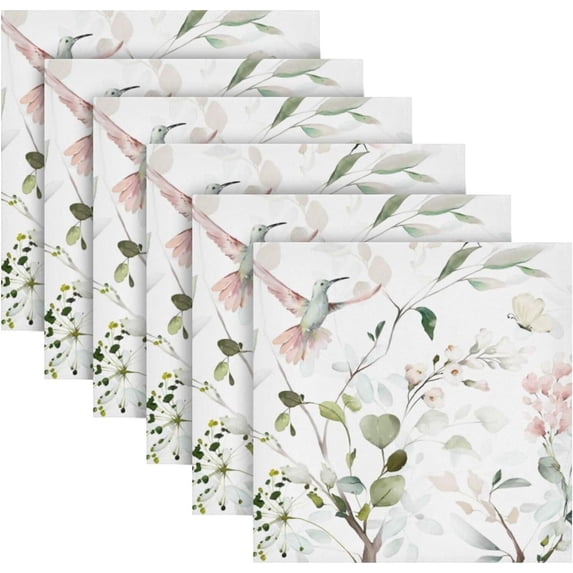Coolnut Set of 6 Leaves and Branches Napkins Cloth Napkins 20"x20", Washable Polyester Dinner Napkins for Parties, Wedding, Restaurant