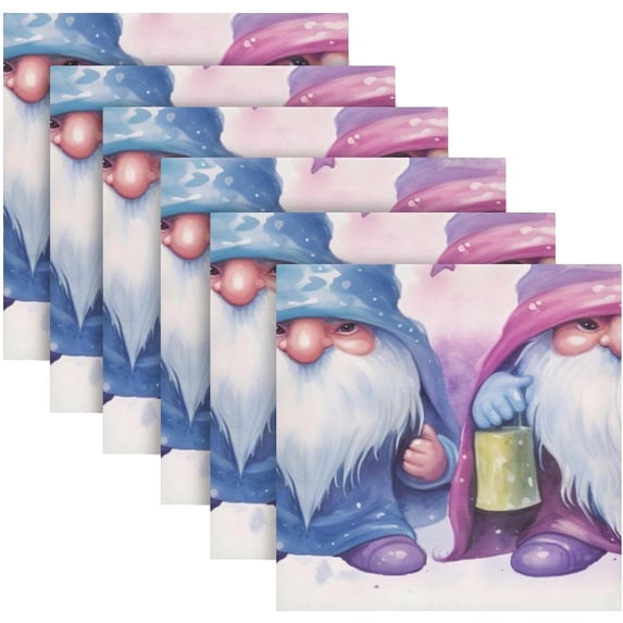 Coolnut Set of 6 Magic Gnome Napkins Cloth Napkins 20"x20", Washable Polyester Dinner Napkins for Parties, Wedding, Restaurant
