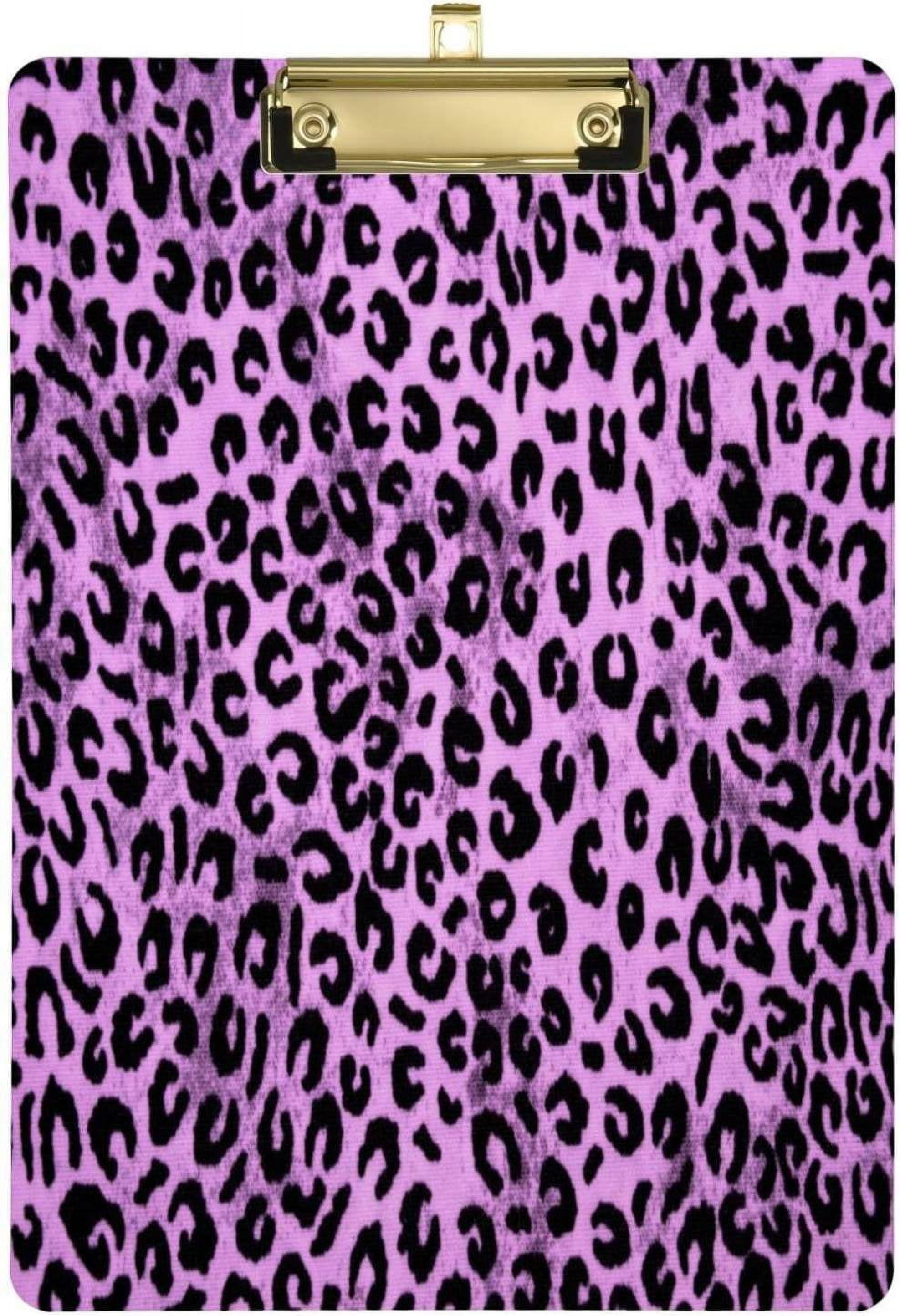 12.5"x9" Blue Leopard Print Clipboards, Standard A4 Letter Size Nursing Clipboard Low Profile Metal Clip Decorative Clip Board Office Supplies Silver