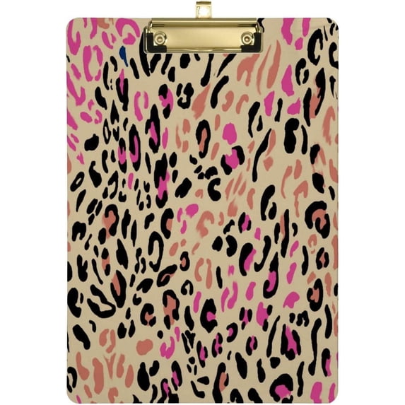 Coolnut Sexy Leopard Print Acrylic Clipboard with Low Profile Gold Metal Clip Standard A4 Letter Size Decorative Clipboards for Office,Jobsite,Medical,School