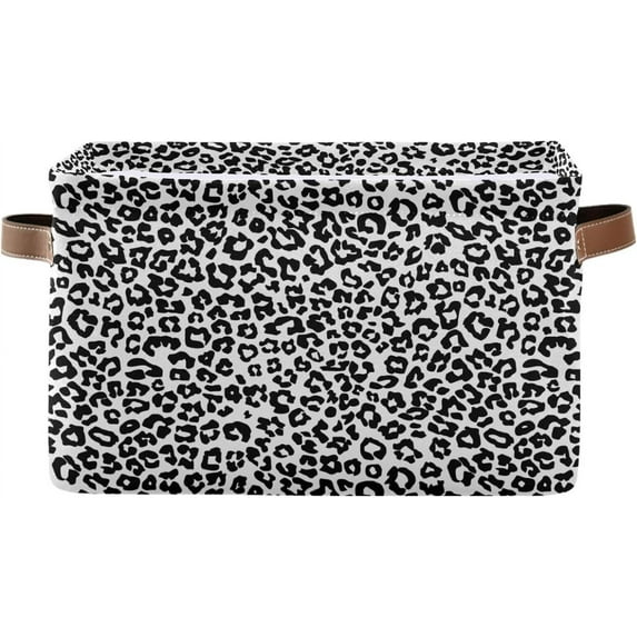 Coolnut Sexy Leopard Print Foldable Canvas Storage Bin, Sturdy Fabric Storage Basket with Handles, Storage Cube Box for Organizing Shelf Nursery Toy Closet 2PCS#1605 Home Decor