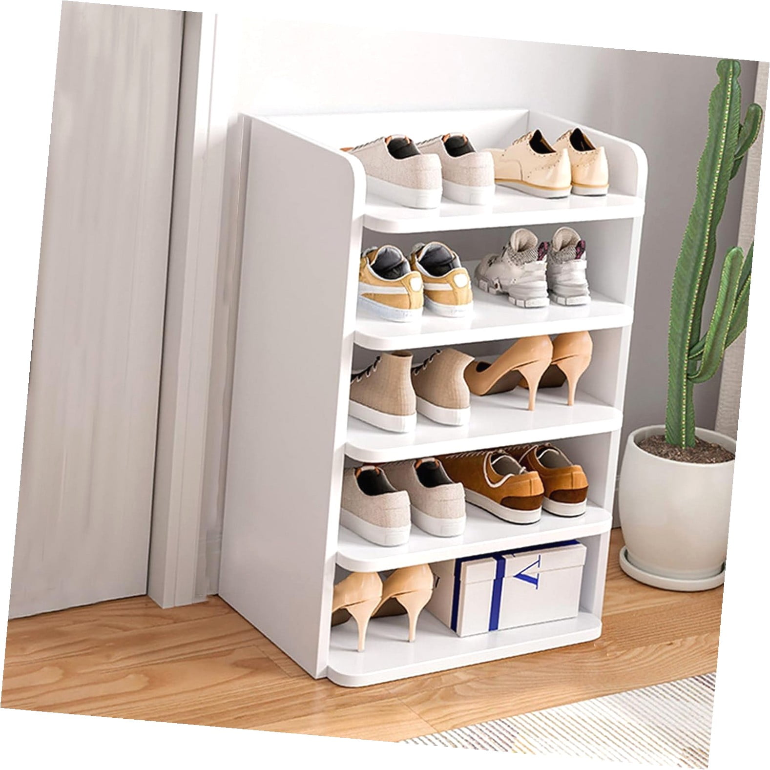 Coolnut Shoe Rack, 5- Narrow Shoe Storage Cabinet, MDF Shoe Organizer ...