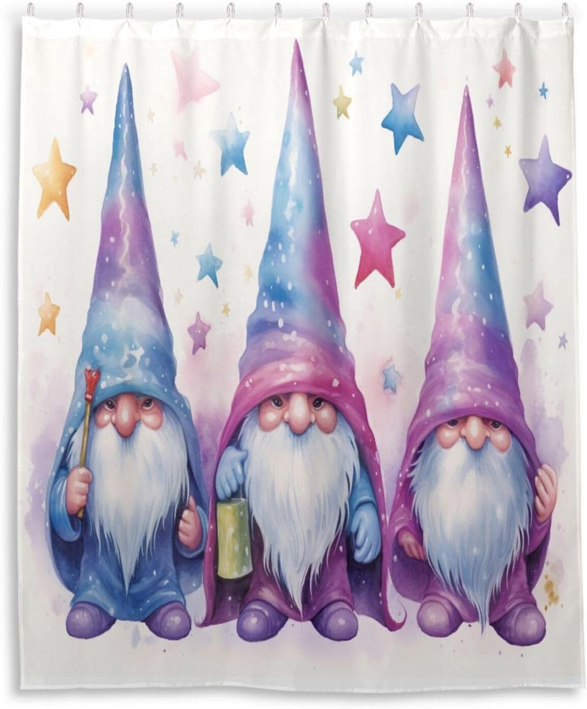 Coolnut Shower Curtain Christmas Gnomes Bathroom Decor Watercolor