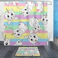 thumbnail image 1 of Coolnut Shower Curtain and Rug Set, Cute Little Cat Unicorn On Abstract Line Polyester Waterproof Bath Curtain and Mat for Bathroom with Hooks, 72" x 72", 1 of 6