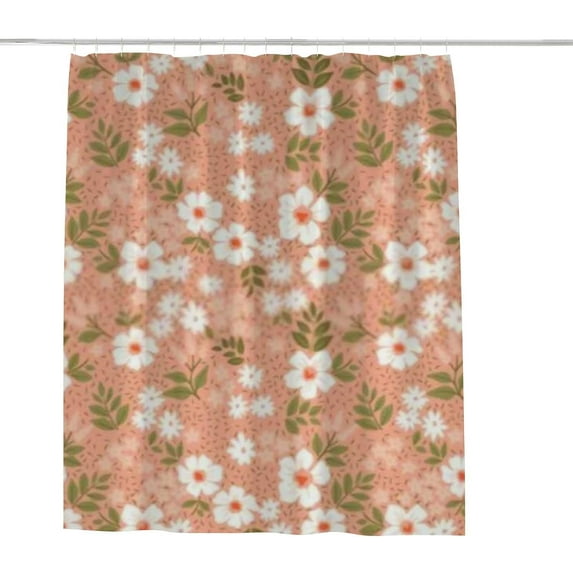 Coolnut Shower Curtain Set with Hooks Cute Floral Pattern in The Small Flowers Polyester Waterproof Bath Curtain for Bathroom Bathtubs Decor 60 x 72 Inches