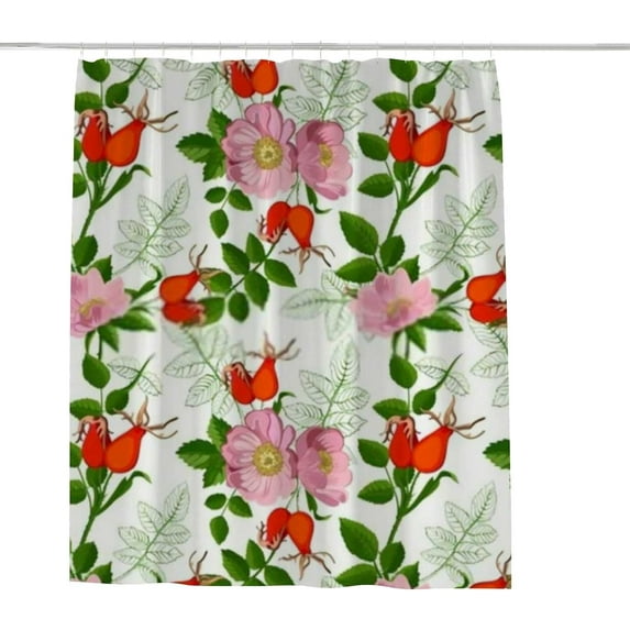 Coolnut Shower Curtain Set with Hooks Flowers and Leaves Polyester Waterproof Bath Curtain for Bathroom Bathtubs Decor 60 x 72 Inches