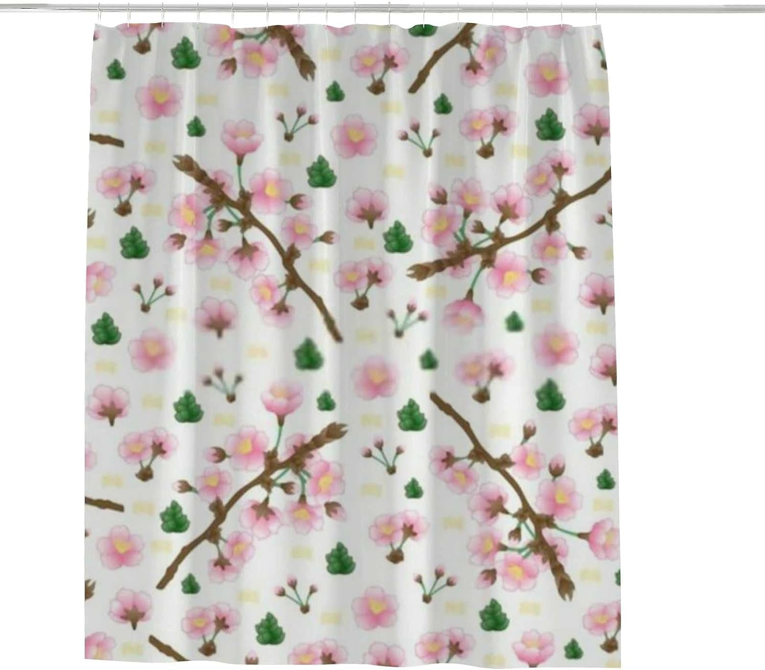 Coolnut Shower Curtain Set with Hooks Tree Branches and Flowers Polyester Waterproof Bath