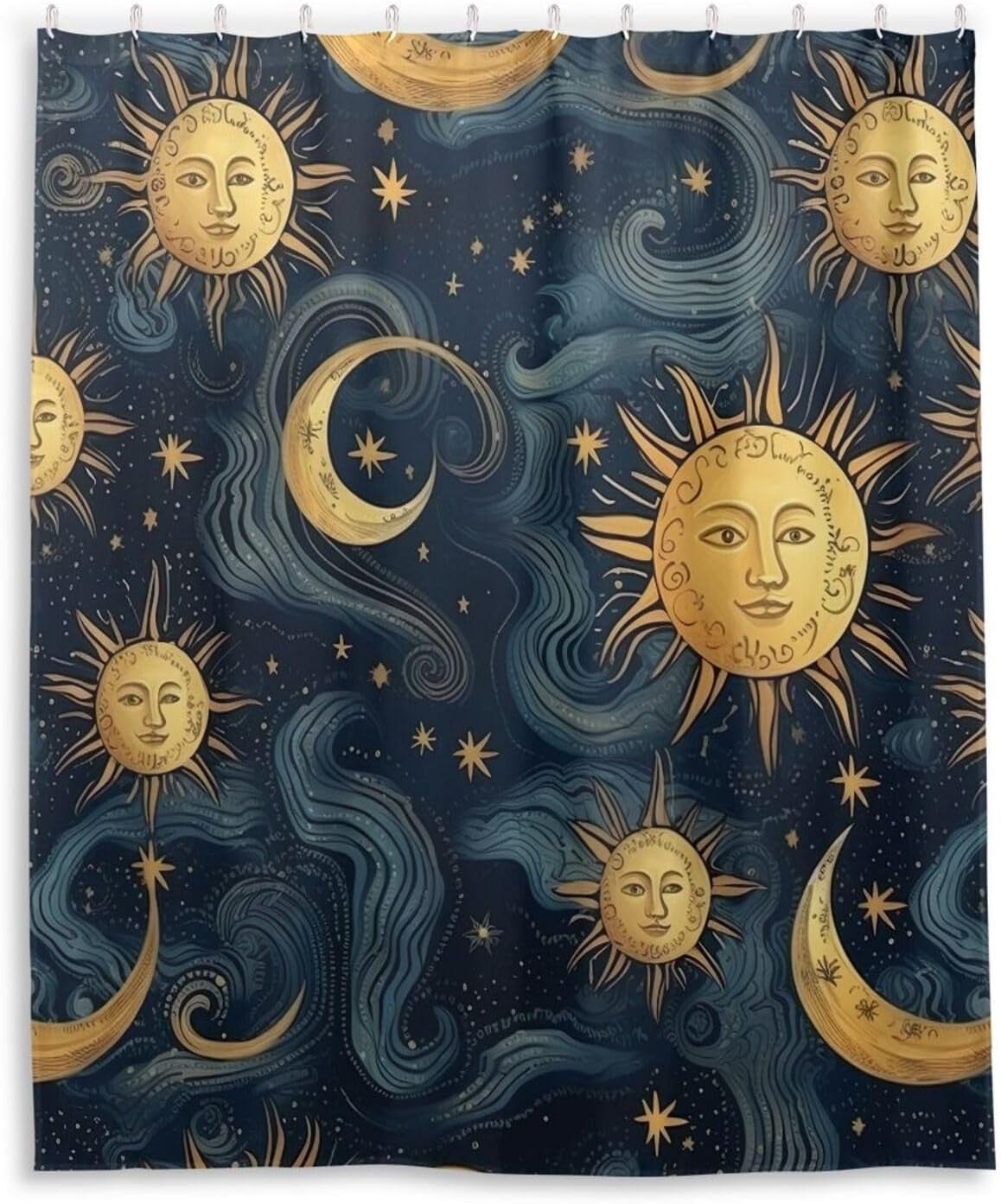 Coolnut Shower Curtain Sun and Moon Bathroom Decor Watercolor Shower