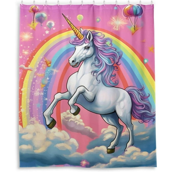 Coolnut Shower Curtain Unicorn Bathroom Decor Watercolor Shower Curtain Sets Fabric Cloth Bathroom Curtains with Hooks 60x72 Inch