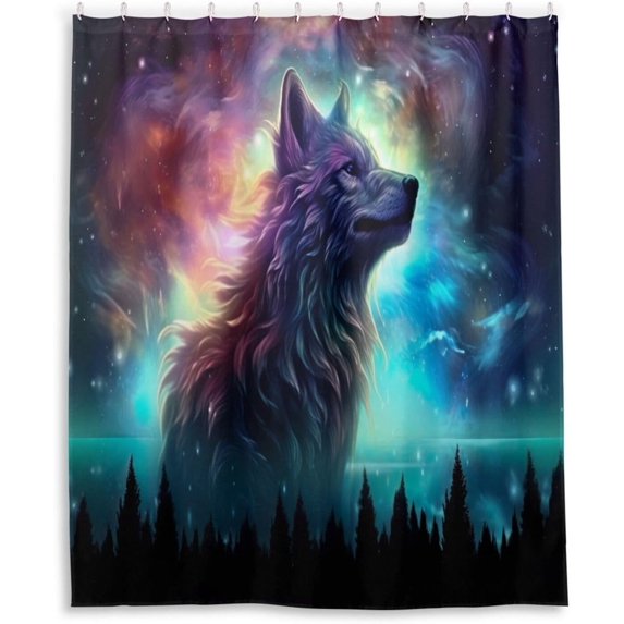 Coolnut Shower Curtain Wolf Bathroom Decor Watercolor Shower Curtain Sets Fabric Cloth Bathroom Curtains with Hooks 60x72 Inch
