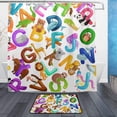 thumbnail image 1 of Coolnut Shower Curtain and Rug Set Animals Alphabet Set Polyester Waterproof Bath Curtain and Mat with Hooks 72" x 72", 1 of 6