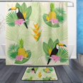 thumbnail image 1 of Coolnut Shower Curtain and Rug Set Palm Branches Toucans Polyester Waterproof Bath Curtain and Mat with Hooks 72" x 72", 1 of 6