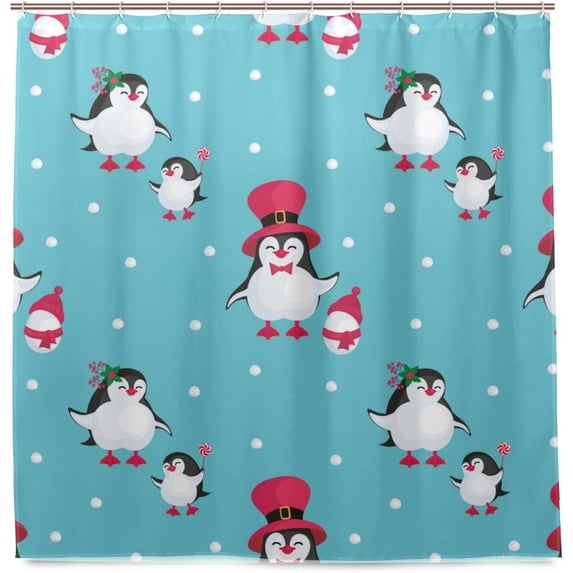 Coolnut Shower Curtains Cute Penguins Polyester Waterproof Bath Curtain for Bathroom Kids Bathroom Decor 72 x 72 Inches