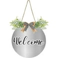thumbnail image 1 of Coolnut Silver Texture (2) Front Door Round, Hanging Welcome Sign, Front Door for Home, Farmhouse, Porch, Wall Hanging, Outdoor Home Decor, 1 of 7