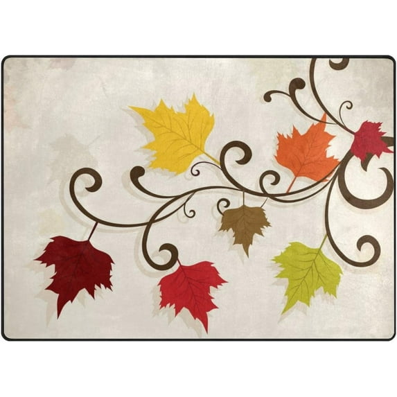 Coolnut Simple Maple Leaves Lightweight Carpet Mats, 6'8" x 4'10" Area Soft Rugs Floor Mat Rug Home Decoration for Kids Room Living Room, 80"x 58"
