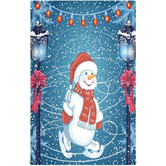 Coolnut Skate Snowman Kitchen Dish Towel Set,Drying Kitchen Towels Tea Towels Gift Set for Drying Cleaning Cooking Baking 1Pcs
