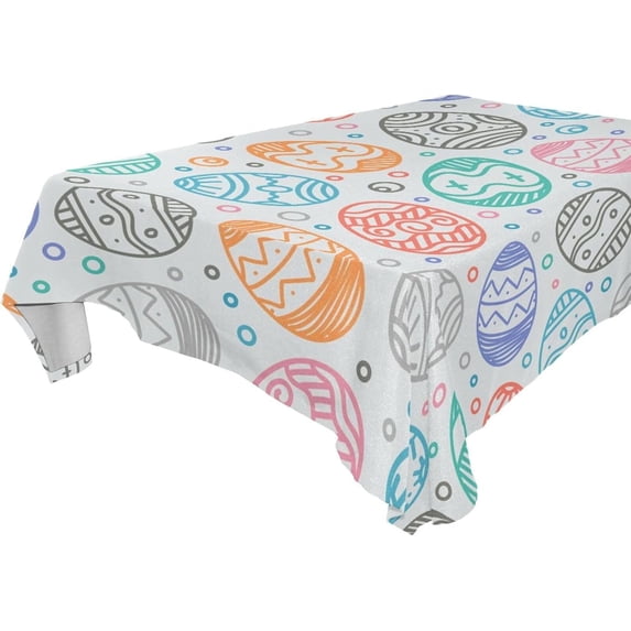 Coolnut Sketch Style Easter Eggs Tablecloth Rectangle Colorful Table Cloth Large Square Table Cover for Dining Kitchen Party 54"x72" Decor Gift