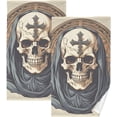 thumbnail image 1 of Coolnut Skull with Cross Bath Towels Set 16×28 inches, Cotton Face Towel Water Absorbent Lightweight Quickdry Hand Towels for Bathroom Ktichen Travel Gym, 1 of 6