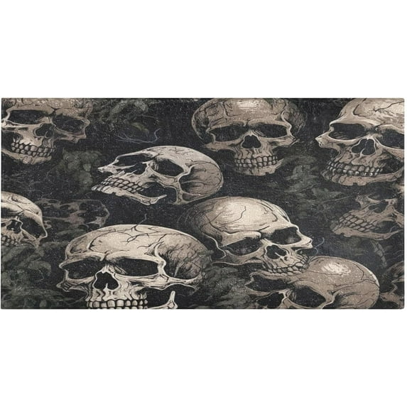 Coolnut Skulls Pattern Bath Mat, Dry Quickly Non Slip Absorbent Bath Rug, Soft Living Room Bedroom Home Floor Mats, Bath Mats for Bathroom, Tub and Shower 20" x 39" Home Decor