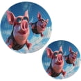 thumbnail image 1 of Coolnut Skydive Flying Pig Round Cotton Pot Holders, Hot Pads, Boho 100% Pure Cotton Hot Coasters Trivets for Cooking and Kitchen - Set of 2 Home Decor Gifts, 1 of 7