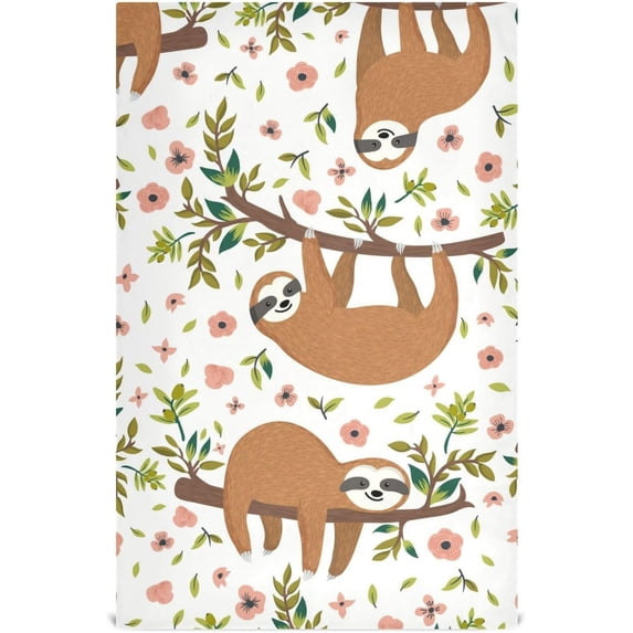 Coolnut Sloth Kitchen Dish Towel Set of 6, Soft Absorbent Drying Dishcloths Dish Towels with Hanging Loop for Kitchen Bathroom Bar Home Decor, 28 x 18 Inch Washcloth Gift