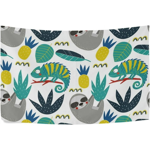 Coolnut Sloth Tapestry Washable Polyester Art Wall Hanging Blanket for Living Room Bedroom Dorm Party, 60 x 40 Inch Home Decor Gifts