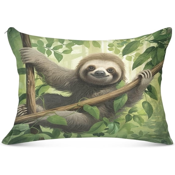 Coolnut Sloth on The Branch Plush Pillow Case, Zippered Bed Pillow Pillowcases, Super Soft and Cozy Pillowcase Covers for Sleep Decor Giftsation - King Size 20x40in