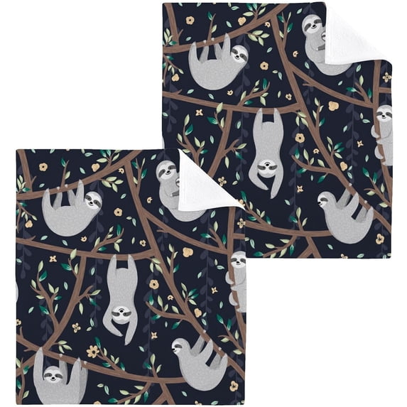 Coolnut Sloth Washcloths Set of 6, Highly Absorbent Soft Cotton Fingertip Towels for Bathroom, Kitchen, Gym, Spa, Home Decor 12 x 12 Inch Washcloth Gift