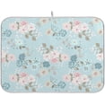 thumbnail image 1 of Coolnut Small Flower Blue Dish Drying Mat for Kitchen, 16 x 18 Inch Microfiber Absorbent Dish Drying Pad, Machine Washable Kitchen Counter Protect Mats, 1 of 7