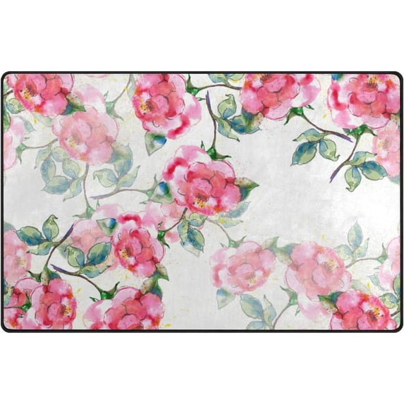 Coolnut Small Pink Roses Area Rug Pad - 31 x 20 inch - 100% Light Weight Polyester Fabric for Living - Bedroom