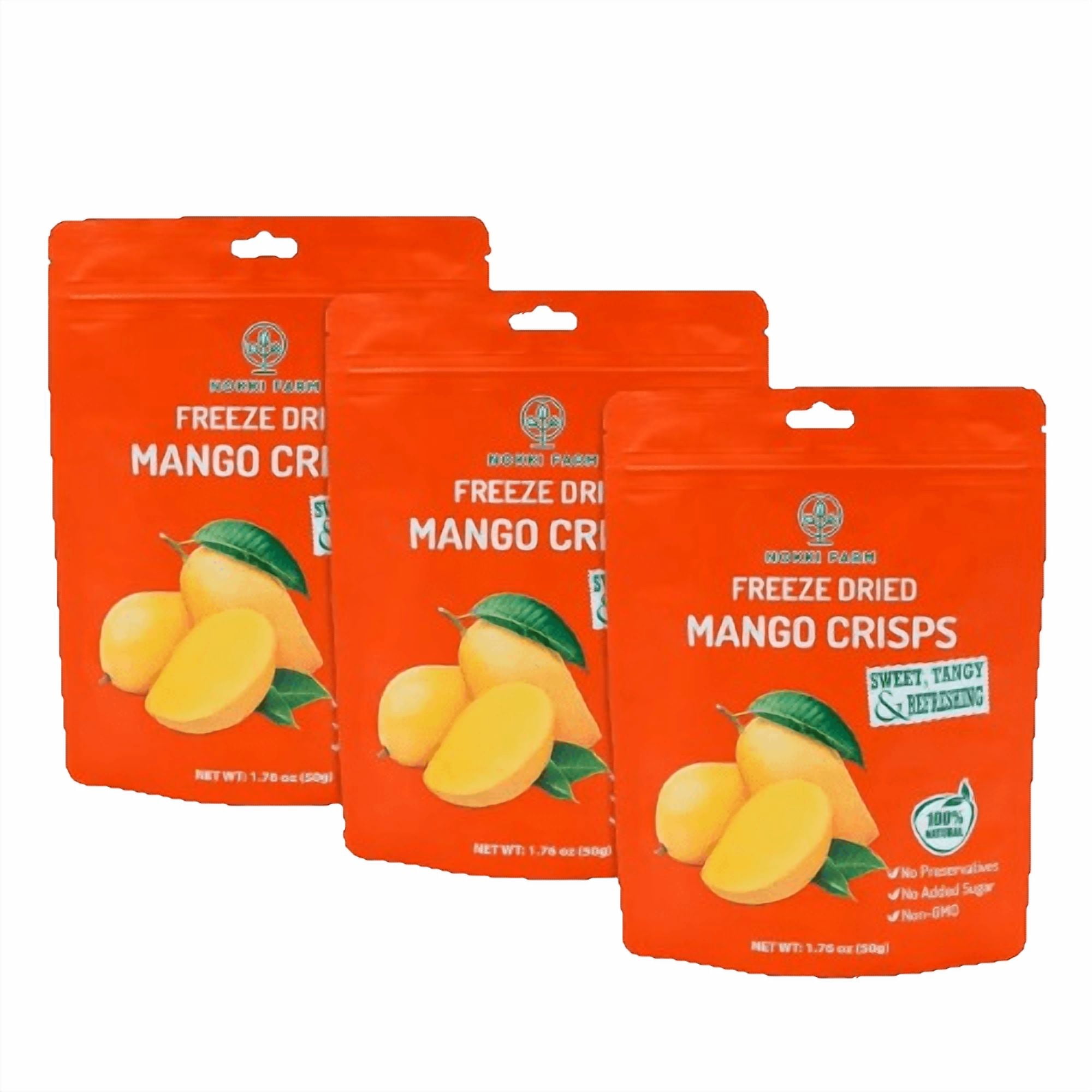 NOKKI FARM Freeze Mango Fruit, Healthy & Exotic Tropical Superfood Snacks, Kid-Approved, No Added Sugar or Preservatives, Shelf-Stable, 1.73 Oz, 3 Pack