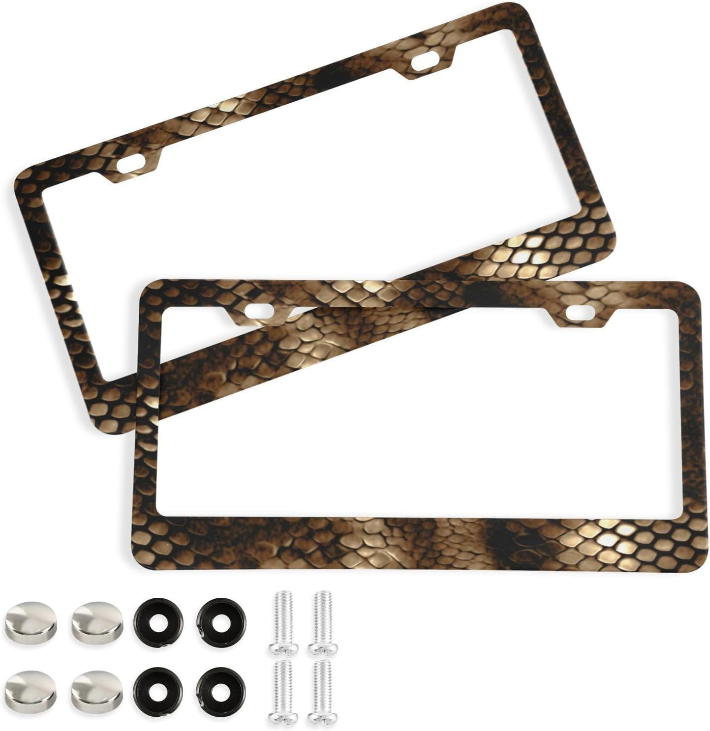 Coolnut Snakeskin Pattern License Plate Frame 2 Holes Rustproof