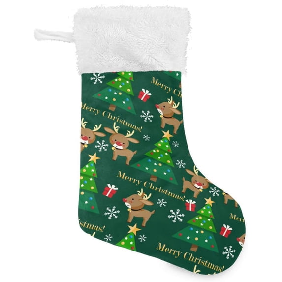 Coolnut Snowflake Winter Christmas Stockings Christmas Tree Christmas Presonalized Large Stocking Sock, Set of 2 Xmas Party Winter Decor Candy Bag Family Holiday Gift, 17.7 Inch