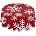 thumbnail image 1 of Coolnut Snowflakes on A Red Background Round Tablecloth 60In,Waterproof Round Table Cloths with Umbrella Hole and Zipper,Party Patio Table Covers for Outdoor Backyard /BBQ/Picnic, 1 of 7