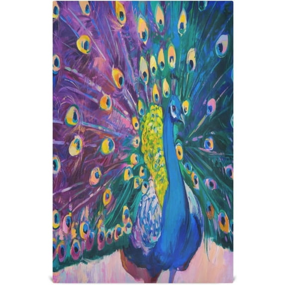 Coolnut Soft Absorbent Reusable Kitchen Towels, Set of 1|28x18 in, Peacock Oil Painting Dining Kitchen Living Room Tea Towels Dish Towels Decorative Towels Washcloth Gift