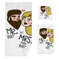 thumbnail image 1 of Coolnut Soft Bathroom Towel Set of 3, Mr Right And Mrs Always Righ Include Absorbent Bath Sheets, Decorative Hand Towels and Quick Dry Face Towels Set for Shower, Pool and Travel, 1 of 6