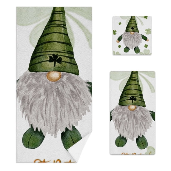 Coolnut Soft Bathroom Towel Set of 3, St Patrick Day Leprechaun In S Include Absorbent Bath Sheets, Decorative Hand Towels and Quick Dry Face Towels Set for Shower, Pool and Travel