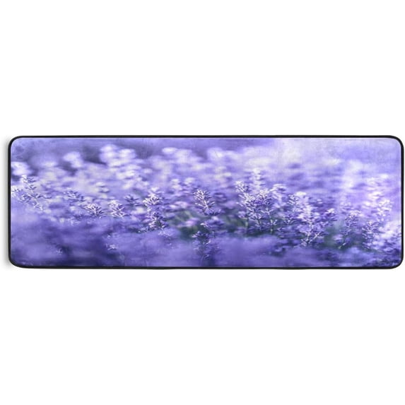 Coolnut Soft Non-Slip Washable Carpet 24 * 72In Runner Rug Elastic Kitchen Relieve Foot Pressure Bathroom Entrance (6 PCS of Non-Slip Stickers)-Periwinkle Blue Lavender Home Decor Gifts