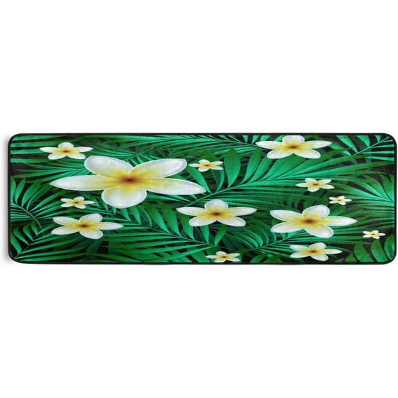 Coolnut Soft Non-Slip Washable Carpet 24 * 72In Runner Rug Elastic Kitchen Relieve Foot Pressure Bathroom Entrance (6 PCS of Non-Slip Stickers)-Tropical Flowers Palm Home Decor Gifts