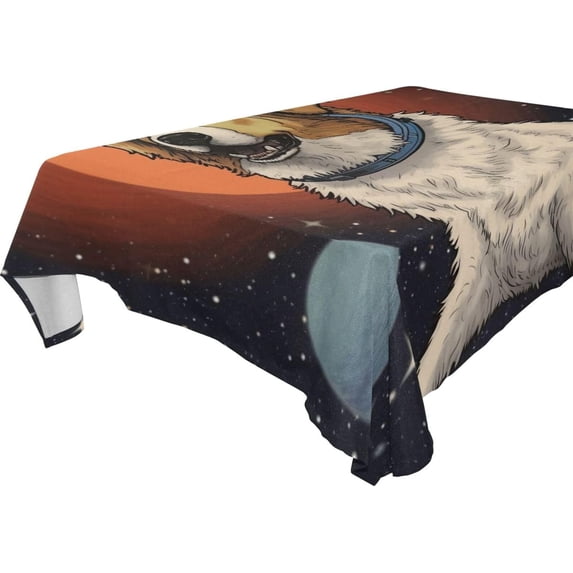 Coolnut Space Dog Rectangle Tablecloth Waterproof Polyester Table Clothative Stain Resistant & Wrinkle Resistant Washable Table Cover for Dining Table/Party/Camping 54x54 Inch Decor Gift