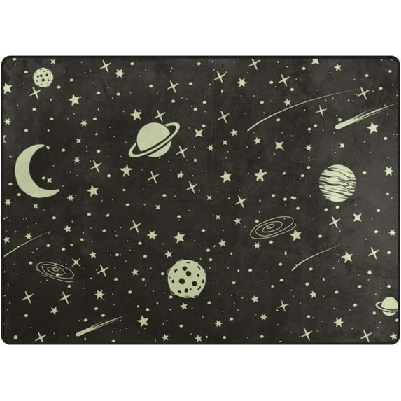 Coolnut Space Sky 80 x 58 inches Lightweight Soft Area Rug Mat Indoor Floor Rugs Home Decoration for Kids Room Living Room