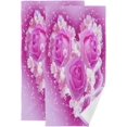 thumbnail image 1 of Coolnut Spring Bouquet Flowers Heart Hand Towels for Bathroom, Pink Flowers Kitchen Towel 2 PCS Ultra Soft and Highly Absorbent Decorative Fingertip Face Bath Towels for Spa & Hotel, 28.3"x 14.4", 1 of 4