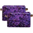 thumbnail image 1 of Coolnut Spring Lilac Purple Floral Large Storage Basket, Foldable Storage Basket, Waterproof Coating Storage Box with Handle Toy Storage Bag, for Home School & Office, 2PCS Home Decor, 1 of 7