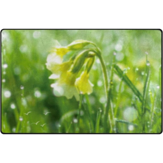 Coolnut Spring Plants Area Rug Pad 60 x 39 inch (5'x 3'3"), 100% Light Weight Polyester Fabric Floor Mat for Living Room Bedroom