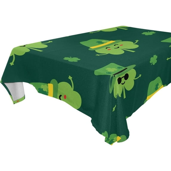 Coolnut St Patrick Shamrock Hat Tablecloth Rectangle Colorful Table Cloth Large Square Table Cover for Dining Kitchen Party 60"x120" Decor Gift