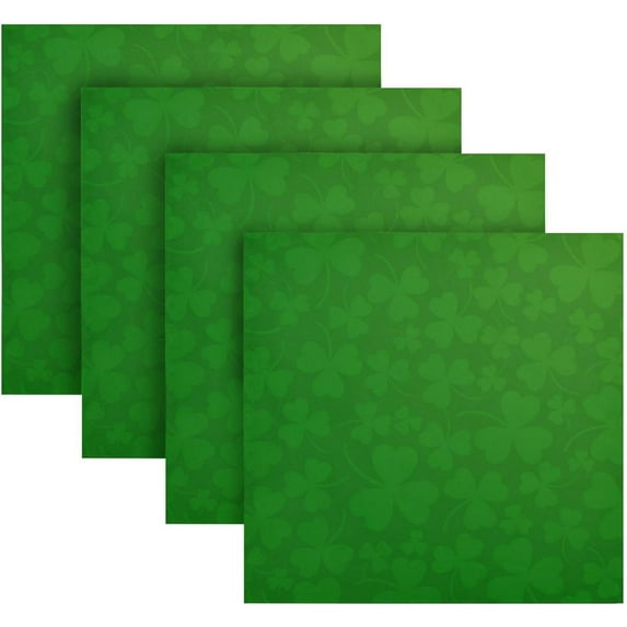 Coolnut St. Patrick's Day Clover Cloth Napkins Set of 4, Reusable Washable Polyester Dinner Table Napkins for Family, Weddings, Parties, Home Decor, 20 x 20 Inch Washcloth Gift