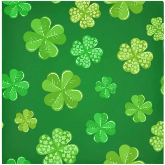 Coolnut St. Patrick's Day Clover Cloth Napkins Set of 1,Reusable Washable Polyester Dinner Table Napkins for Family,Kitchen,Dining,Party Decor