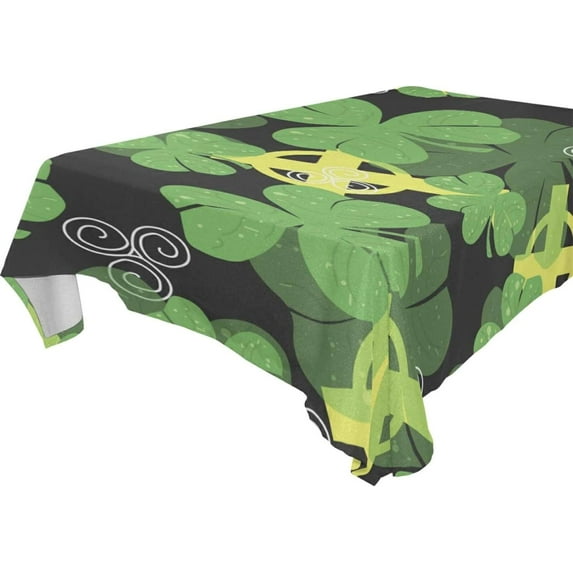Coolnut St Patrick's Day Clover Tablecloth, Waterproof Washable Polyester Square Table Cover, Durable Tablecloth for Kitchen Dining Table Party Decor, 54"x54"