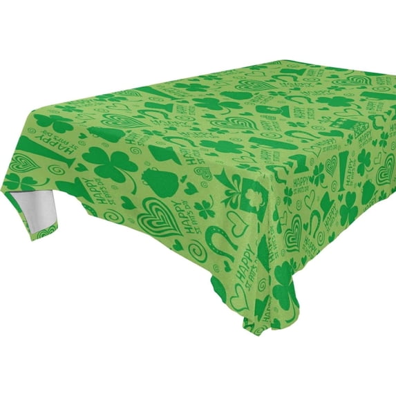 Coolnut St Patrick's Day Clover Tablecloth, Waterproof Washable Polyester Square Table Cover, Durable Tablecloth for Kitchen Dining Table Party Decor, 60"X 120"